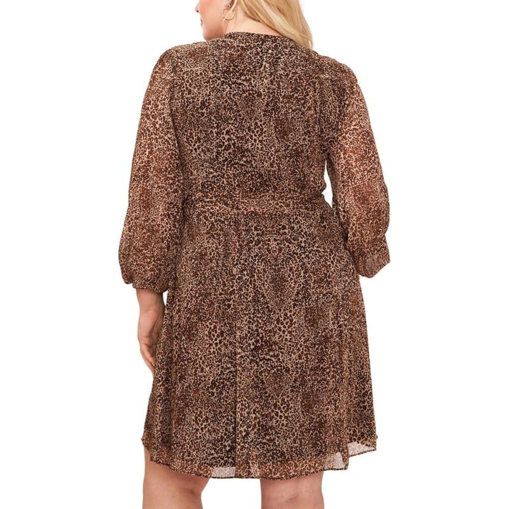 MSK Womens Brown Pleated Knee Length Animal Print Shirtdress Plus NWT - Picture 2 of 2